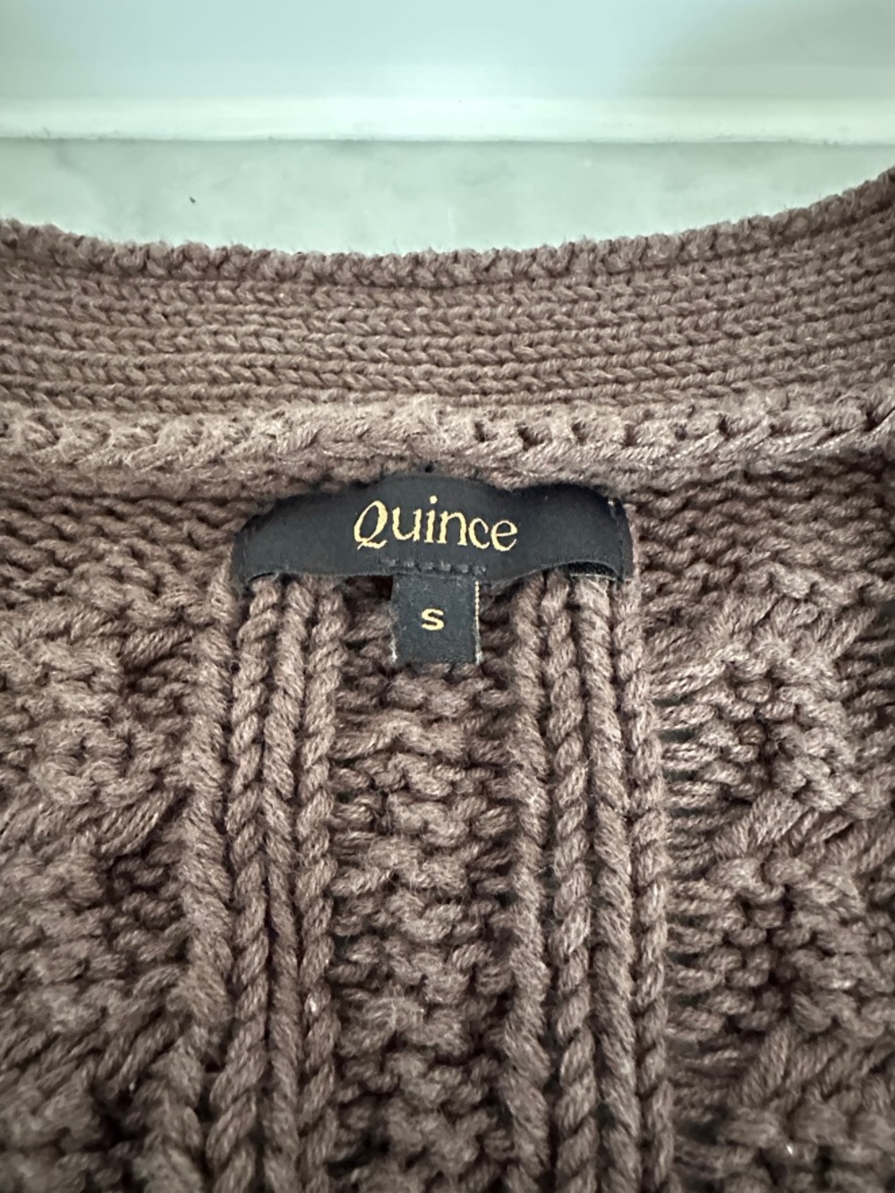 Quince Cable Knit Cardigan - Brown Size Small - Picture 5 of 7